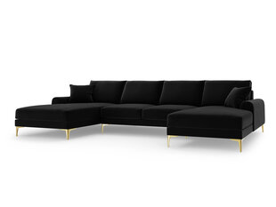 Stūra dīvāns Mazzini Sofas Madara 6S, melnas/zeltainas krāsas cena un informācija | Stūra dīvāni | 220.lv