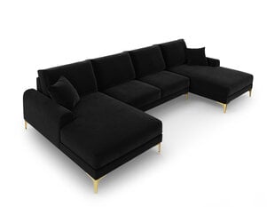Stūra dīvāns Mazzini Sofas Madara 6S, melnas/zeltainas krāsas cena un informācija | Stūra dīvāni | 220.lv