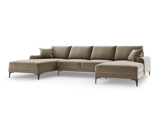 Stūra dīvāns Mazzini Sofas Madara 6S, smilškrāsas/melns цена и информация | Угловые диваны | 220.lv