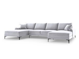 Stūra dīvāns Mazzini Sofas Madara 6S, gaiši pelēks/melns цена и информация | Угловые диваны | 220.lv