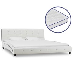 vidaXL gulta ar atmiņas efekta matraci, balta mākslīgā āda, 160x200 cm cena un informācija | Gultas | 220.lv