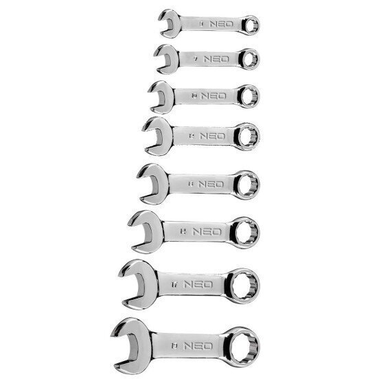 NEO Kombinēto uzgriežņu atslēgu komplekts 8-19 mm 8 gab. (09-791) cena un informācija | Rokas instrumenti | 220.lv