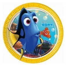 Papīra šķīvji Finding Dory, 20 cm, 8 gab. cena un informācija | Vienreizējie trauki | 220.lv