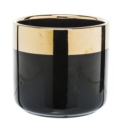 Керамический вазон, круглый, черный/золотистый, 11,5 x 11(В) см цена и информация | Вазоны | 220.lv