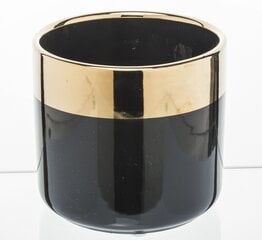 Keramikas puķupods, apaļš, melns/zelta, 11,5 x 11(A) cm cena un informācija | Puķu podi | 220.lv