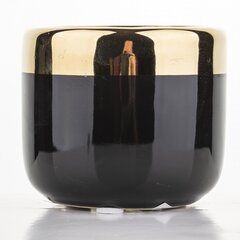 Keramikas puķu pods, apaļš, melns/zelta, 7.5 x 6.5(A) cm cena un informācija | Puķu podi | 220.lv