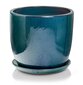 Keramikas puķu pods GLAZED, apaļš, ar šķīvi, krēmkrāsas, 23 x 19(A) cm cena un informācija | Puķu podi | 220.lv