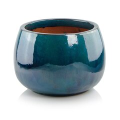 Keramikas puķu pods GLAZED, apaļš, tirkīza, 47 x 31(A) cm cena un informācija | Puķu podi | 220.lv