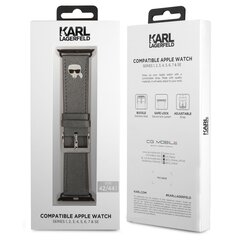 KLAWLOKHG Karl Lagerfeld Karl Head PU Watch Strap for Apple Watch 42/44mm Silver цена и информация | Аксессуары для смарт-часов и браслетов | 220.lv