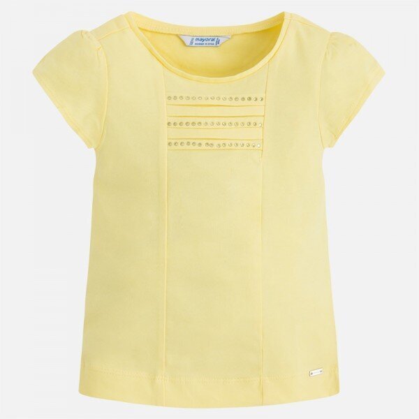 Meiteņu t-krekls ar īsām piedurknēm, dzeltens cena un informācija | Krekli, bodiji, blūzes meitenēm | 220.lv