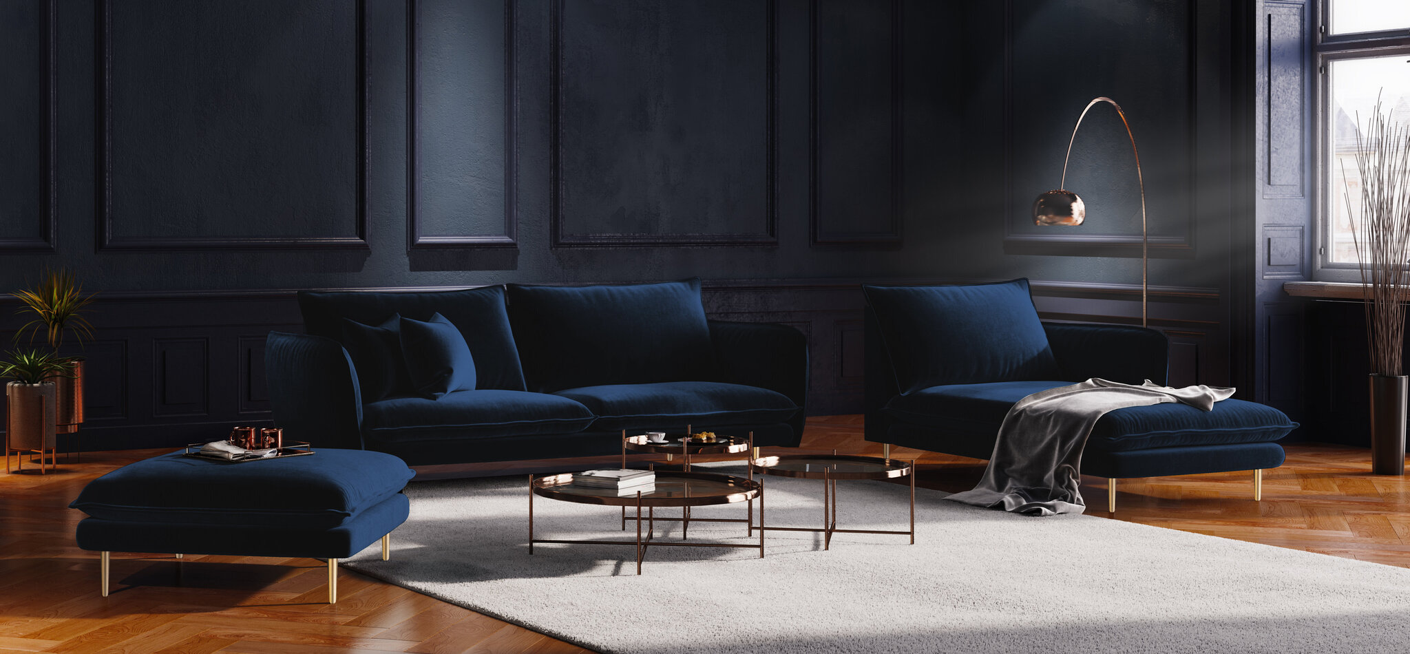Mīksto mēbeļu komplekts Cosmopolitan Design Florence, zils cena un informācija | Dīvānu komplekti | 220.lv