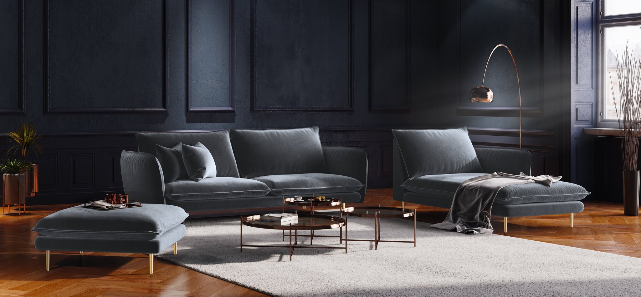Mīksto mēbeļu komplekts Cosmopolitan Design Florence, pelēks cena un informācija | Dīvānu komplekti | 220.lv