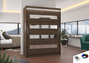 Skapis ar LED apgaismojumu ADRK Furniture Baltic, tumši brūns цена и информация | Шкафы | 220.lv