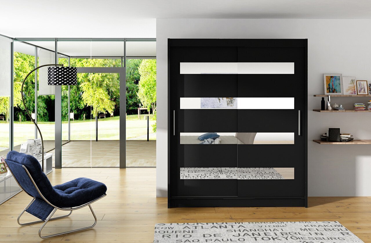Skapis ar LED apgaismojumu ADRK Furniture Baltic, melns цена и информация | Skapji | 220.lv
