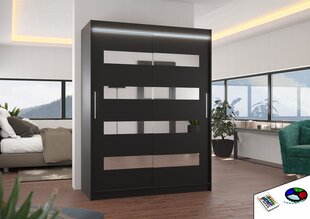 Skapis ar LED apgaismojumu ADRK Furniture Baltic, melns цена и информация | Шкафы | 220.lv