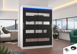 Skapis ar LED apgaismojumu ADRK Furniture Baltic, balts/melns cena un informācija | Skapji | 220.lv