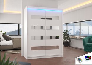 Skapis ar LED apgaismojumu ADRK Furniture Baltic, balts cena un informācija | Skapji | 220.lv
