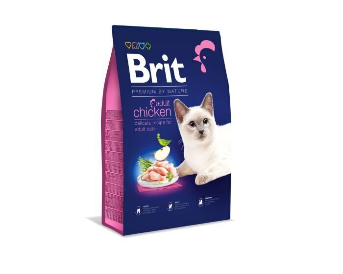 Brit Premium Cat Adult Chicken 1,5kg Kaķiem цена и информация | Sausā barība kaķiem | 220.lv