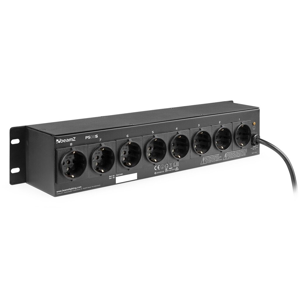 beamZ PS08S Switch Panel 8-Channel Schuko Sockets цена и информация | Svētku dekorācijas | 220.lv