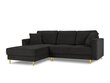 Stūra dīvāns Cosmopolitan Design Fano, melnas/zeltainas krāsas cena un informācija | Stūra dīvāni | 220.lv