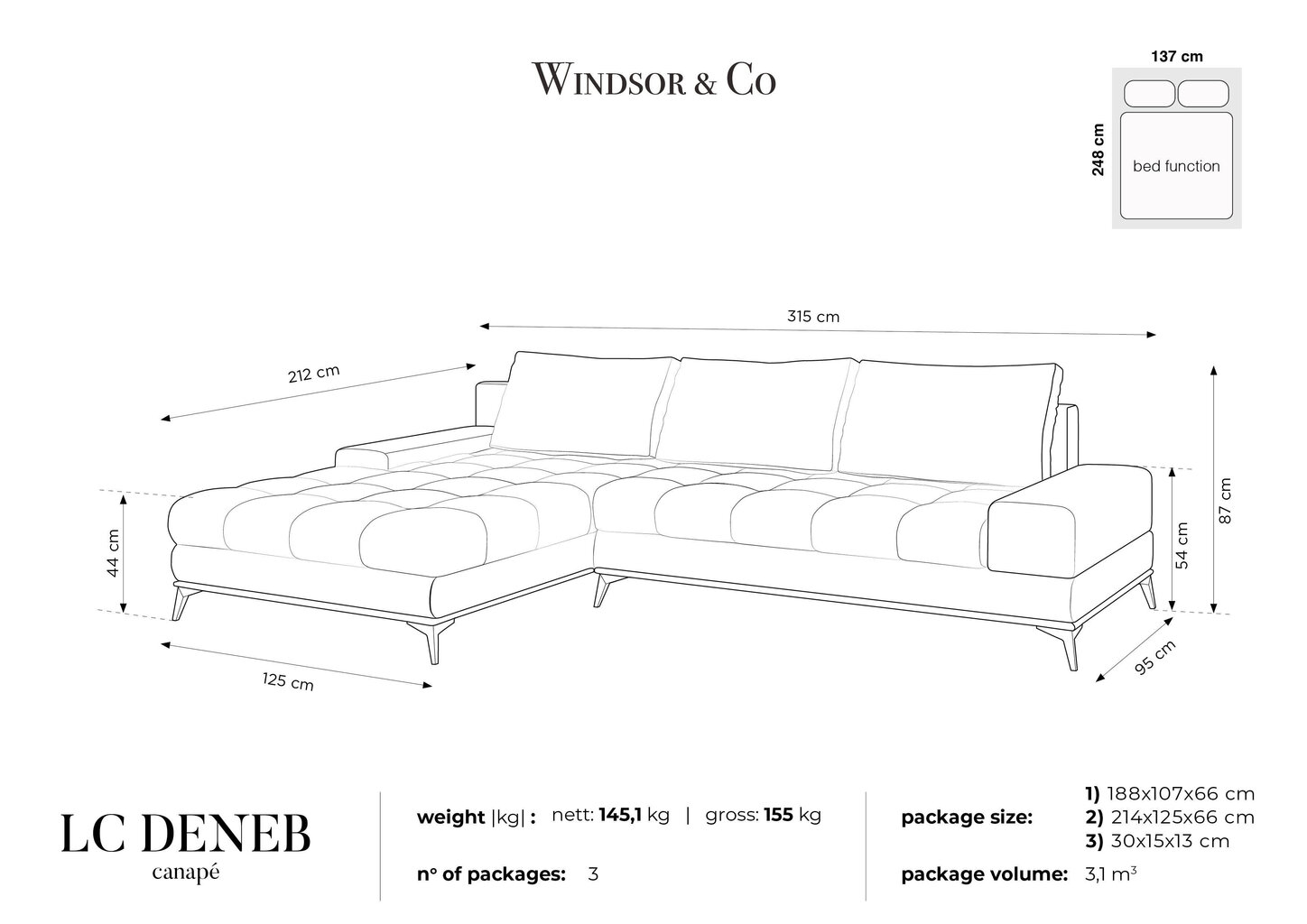 Stūra dīvāns Windsor&Co Deneb, gaiši pelēks cena un informācija | Stūra dīvāni | 220.lv