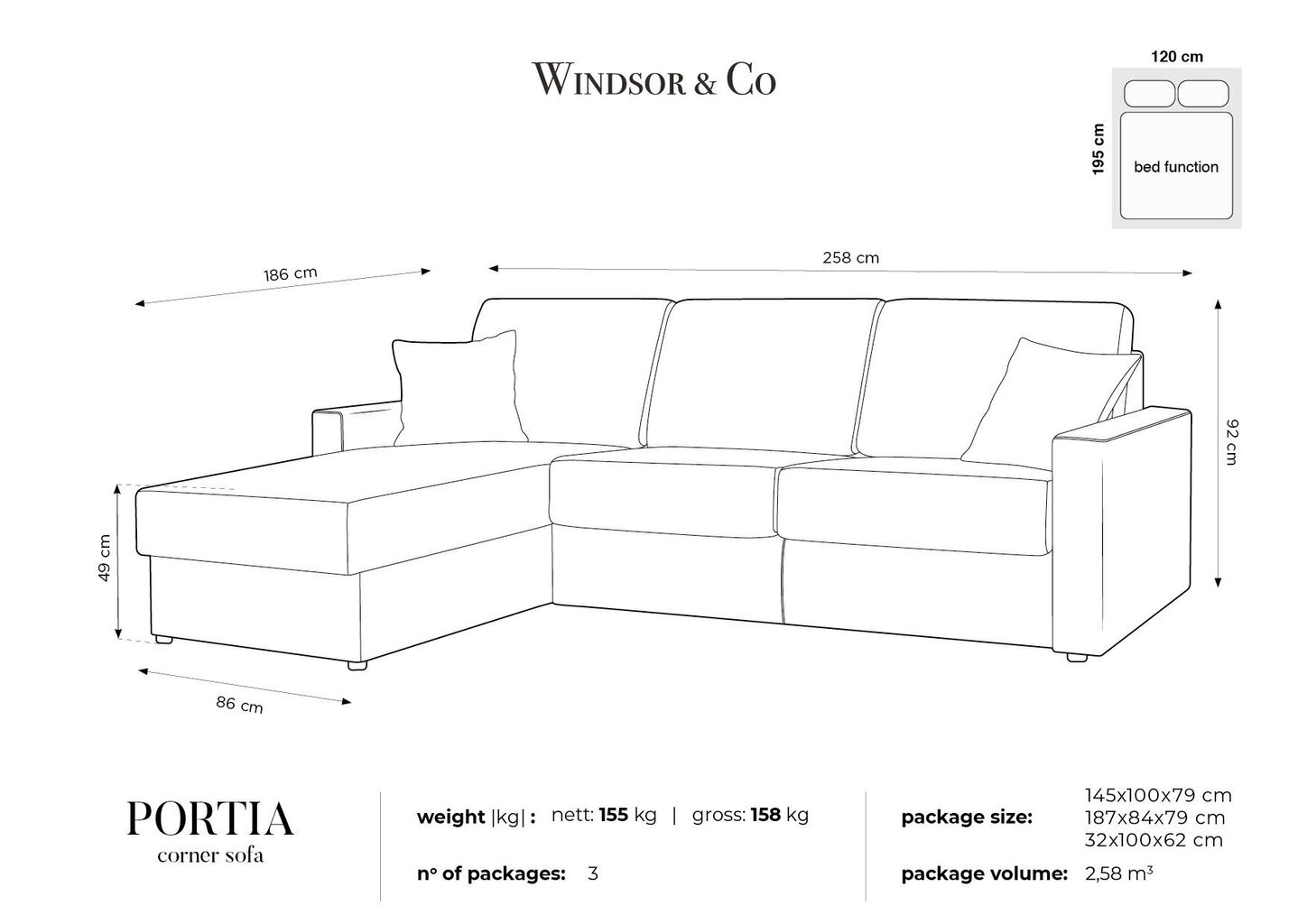 Stūra dīvāns Windsor&Co Portia S, pelēks cena un informācija | Stūra dīvāni | 220.lv