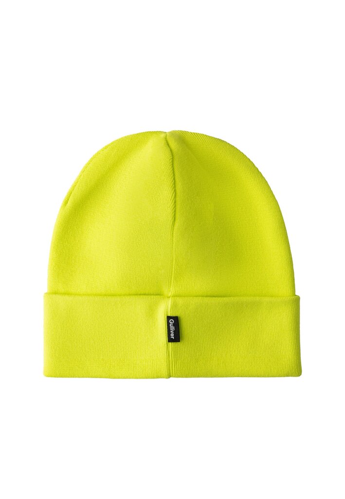 Dzeltena, adīta cepure ar uzrakstu zēniem Gulliver, 50 cm cena un informācija | Cepures, cimdi, šalles zēniem | 220.lv