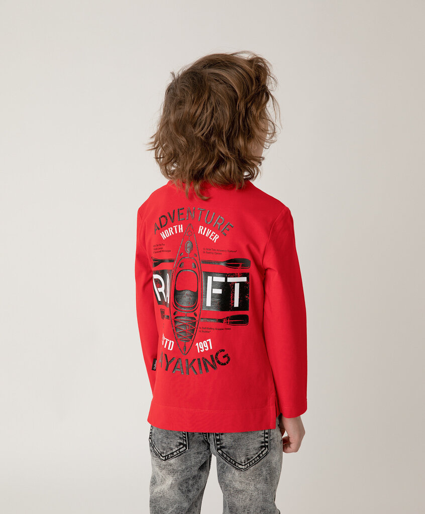 Sarkans krekls ar garām piedurknēm un apdruku zēniem Gulliver, 104*56*51 cm cena un informācija | Zēnu krekli | 220.lv