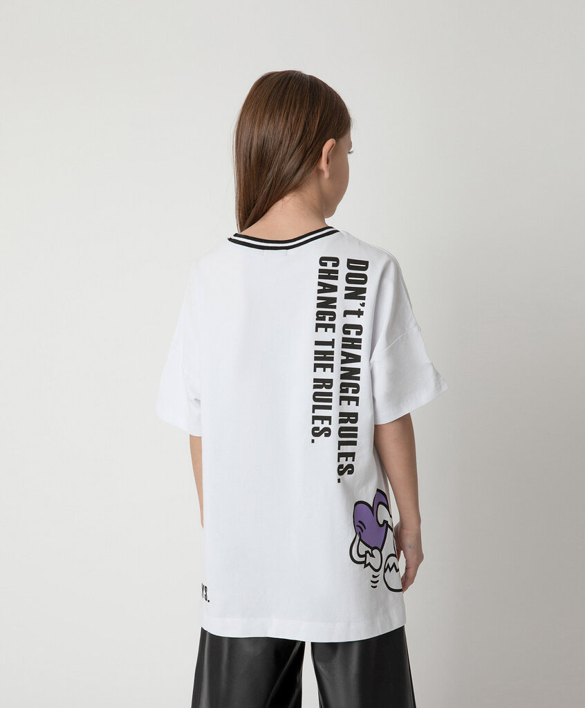 Balts T-krekls ar apdruku meitenēm Gulliver, 134*68*60 cm cena un informācija | Krekli, bodiji, blūzes meitenēm | 220.lv