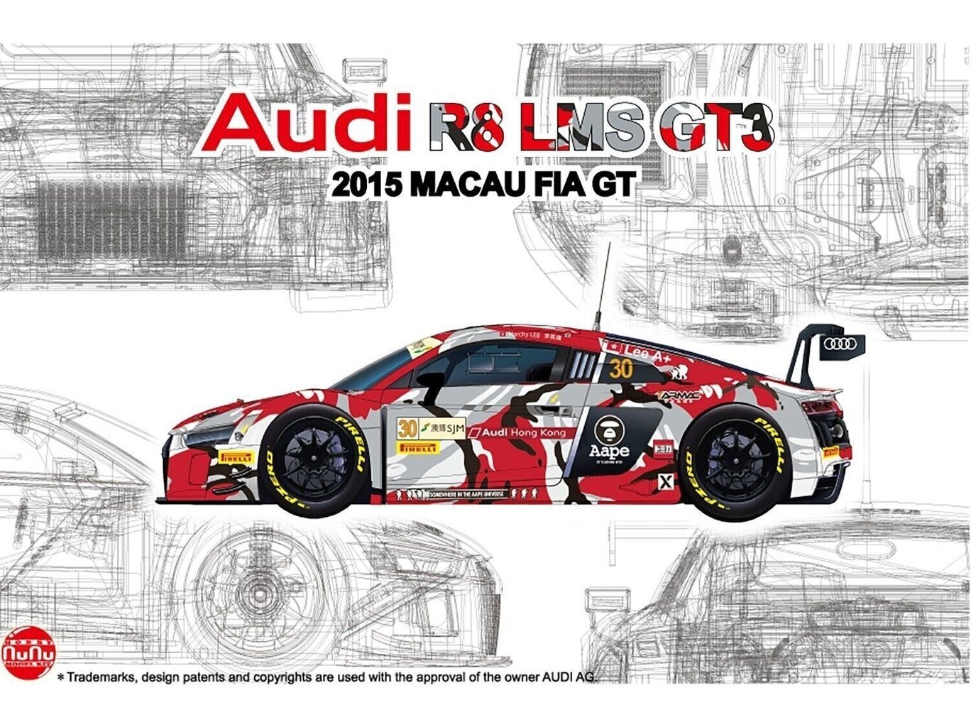 NuNu - Audi R8 LMS GT3 2015 FIA GT3 World Cup, 1/24. 24028 cena un informācija | Konstruktori | 220.lv