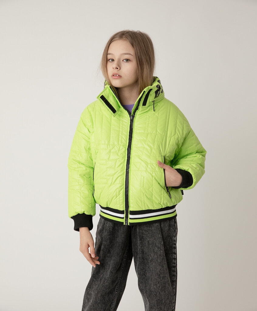 Zaļa starpsezonu jaka ar kapuci meitenēm Gulliver, 134*68*60 cm цена и информация | Virsjakas un mēteļi meitenēm | 220.lv