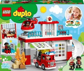 10970 LEGO® DUPLO Ugunsdzēsēju depo un helikopters цена и информация | Конструкторы и кубики | 220.lv