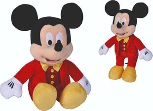 Plīša rotaļlieta - Varonis - Mikipele ar spīdīgu, sarkanu smokingu 25 cm - Simba Disney cena un informācija | Mīkstās (plīša) rotaļlietas | 220.lv