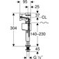 Ūdens uzpildes mehānisms Geberit 340 tips 1/2 ", apakšējais savienojums, plastmasas savienojums. 136.726.00.1 цена и информация | Piederumi tualetes podiem un bidē | 220.lv