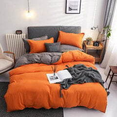 Комплект двуспального постельного белья 200х200 двухцветный 4 части оранжевый/серый цена и информация | Постельное белье | 220.lv