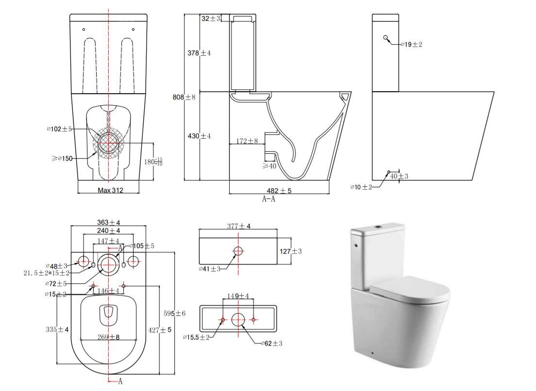 Grīdas WC Swiss Aqua Technologies Brevis Rimfree, ar lēni nolaižamu vāku, pilnībā guļošs cena un informācija | Tualetes podi | 220.lv