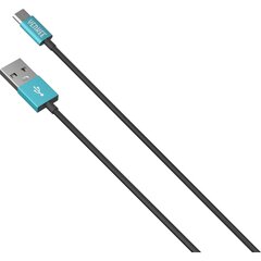 YENKEE, 2.0 USB A - micro USB (USB B), 480 Mbps, 2.1A, 2 m, alumīnija korpuss, tirkīza/melns cena un informācija | Savienotājkabeļi | 220.lv