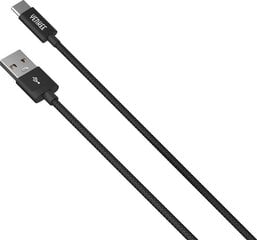 Кабель в оплетке YENKEE, 2.0 USB A - USB C, 480 Мбит/с, 3А, 2м, алюминиевый корпус, черный цена и информация | Кабели для телефонов | 220.lv