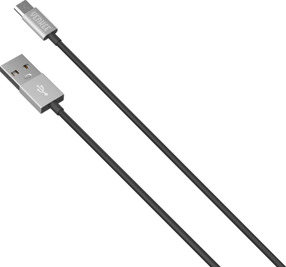YENKEE, 2.0 USB A - micro USB (USB B), 480 Mbps, 2.1A, 1 m, alumīnija korpuss, pelēks/melns cena un informācija | Savienotājkabeļi | 220.lv