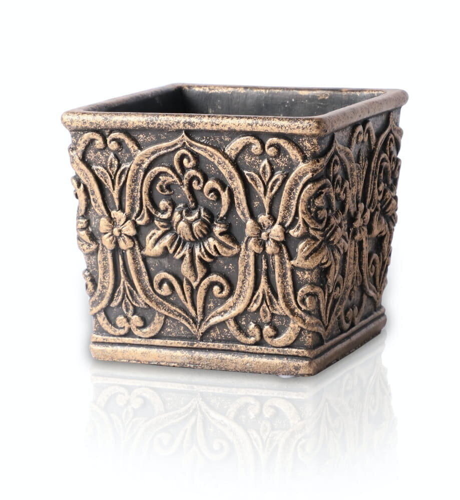 Keramikas puķu pods Rustic, kvadrātveida, 14 x 13 (A) cm, brūns cena un informācija | Puķu podi | 220.lv