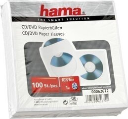 Hama CD-ROM Paper Sleeves 100 white cena un informācija | Vinila plates, CD, DVD | 220.lv