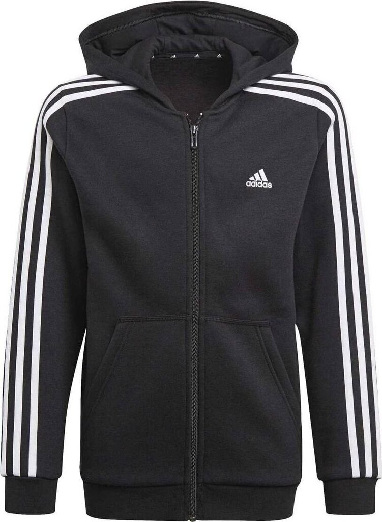 Džemperis bērniem Adidas Essentials 3S Full Zip Hoodie Jr GQ8900, melns цена и информация | Zēnu jakas, džemperi, žaketes, vestes | 220.lv