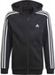 Džemperis bērniem Adidas Essentials 3S Full Zip Hoodie Jr GQ8900, melns цена и информация | Zēnu jakas, džemperi, žaketes, vestes | 220.lv