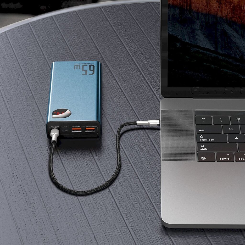 Baseus Adaman Metal Power Bank 20000mAh PD QC 3.0 65W 2xUSB + USB-C + micro USB (Blue) cena un informācija | Lādētāji-akumulatori (Power bank) | 220.lv