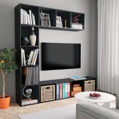 vidaXL 3-daļīgs grāmatu un TV plaukta komplekts, melns, 180x30x180 cm цена и информация | Полки | 220.lv