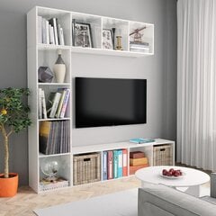 vidaXL 3-daļīgs grāmatu un TV plaukta komplekts, balts, 180x30x180 cm cena un informācija | Plaukti | 220.lv