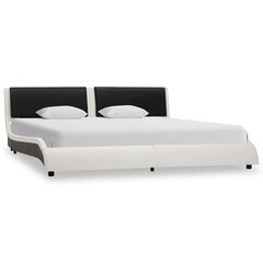 vidaXL gultas rāmis ar LED, balta un melna mākslīgā āda, 180x200 cm цена и информация | Кровати | 220.lv
