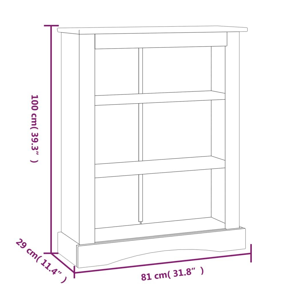 vidaXL grāmatu skapis, 81x29x100 cm, Meksikas "Corona" dizains, pelēks цена и информация | Plaukti | 220.lv