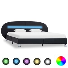 vidaXL gultas rāmis ar LED, melns, 120x200 cm, mākslīgā āda cena un informācija | Gultas | 220.lv