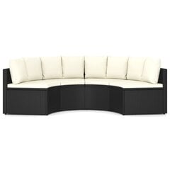 vidaXL 4-daļīgs dārza dīvāna komplekts ar matračiem, melns PE цена и информация | Комплекты уличной мебели | 220.lv
